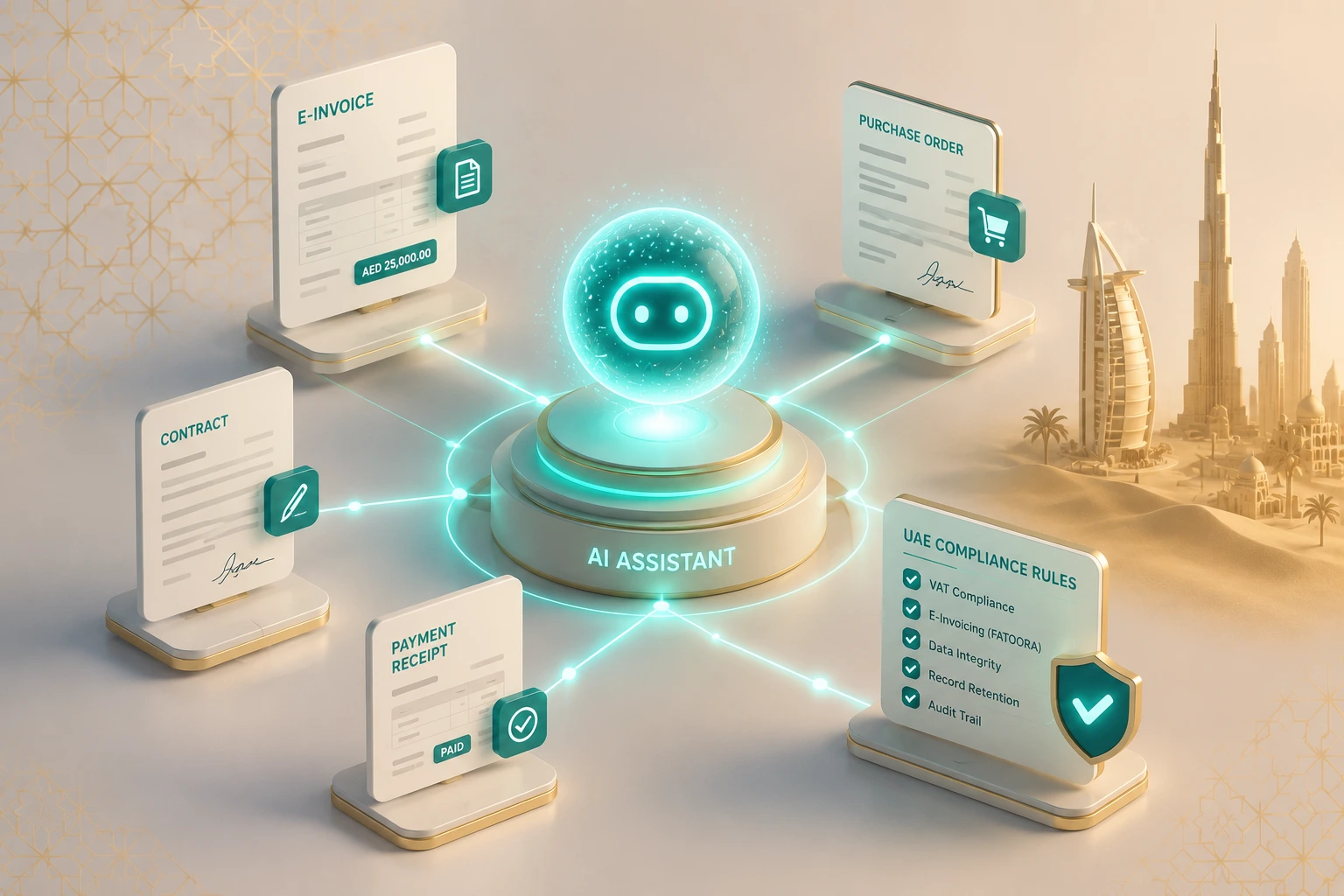 Odoo 19 AI Agent configured with UAE VAT and free-zone invoicing rules