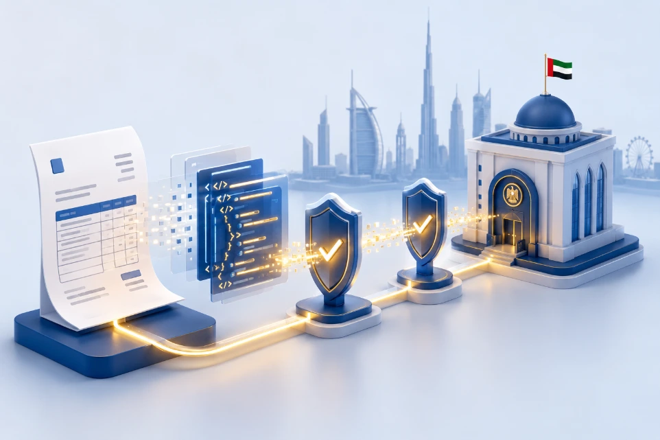 Invoice transforming into PINT AE structured XML flowing through an ASP to the UAE Federal Tax Authority